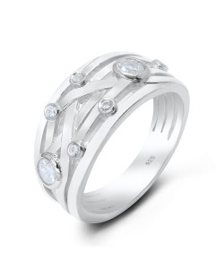 Shinning Twirl CZ Silver Ring NSR-3238